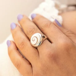 Zeeme Pearls Silber 925 rhodiniert mit weißer Muschel Ring 41675994595422