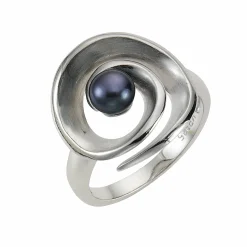 ZEEme Pearls Silber 925 rhodiniert mit schwarzer Perle Ring 41675994333278