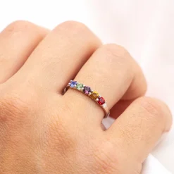 Zeeme Silver Silber 925 rhodiniert mit bunten Kristallen Ring 41677812727902