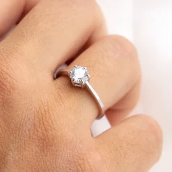 ZEEme Silver Silber 925 rhodiniert mit weißem Zirkonia-Stein Ring 41678698053726