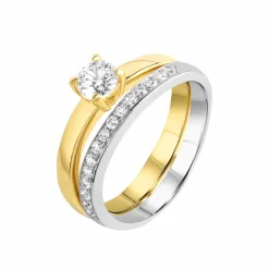 ZEEme Silver Silber 925 zweifarbig Ring Set mit Zirkonia weiß Ring 41678899675230