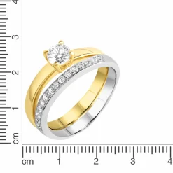 ZEEme Silver Silber 925 zweifarbig Ring Set mit Zirkonia weiß Ring 41678899675230