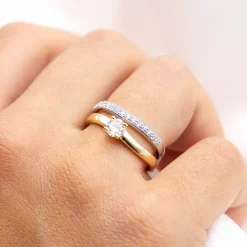 ZEEme Silver Silber 925 zweifarbig Ring Set mit Zirkonia weiß Ring 41678899675230