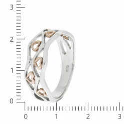 Zeeme Silver Silber 925 zweifarbig mit Herz-Motiven Ring 41677803880542